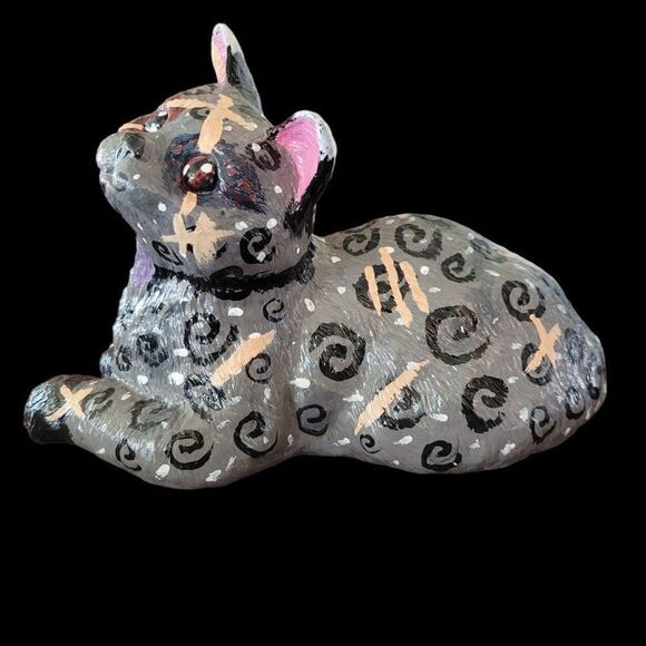 Ceramic Handpainted Cat Figurine Decor Piece - Picture 3 of 9